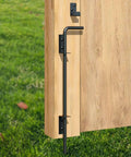 18 Inch Cane Bolt Gate Drop Rod Heavy Duty Gate Hardware installed on wooden gate, black finish