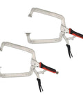 Heavy Duty 18 Inch C Clamp Locking Pliers With Swivel Pads For Welding And Woodworking 2 Piece Set Designed For Pocket Hole Joinery And Metal Fabrication With Jaw Depth Of Six Inches And Material Grip Up To Four And Three Quarters Inches Monster And - front view