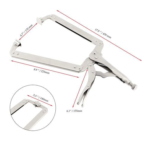 Heavy Duty 3 Piece 18 Inch C Clamp Locking Pliers Set With Large Face And Swivel Pads For Woodworking Carpentry Welding