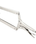 Heavy Duty 3 Piece 18 Inch C Clamp Locking Pliers Set With Large Face And Swivel Pads For Woodworking Carpentry Welding And Electrical Projects Vise Grip Style C Clamp JOIKIT Pro Grade Heavy Duty Construction, shown in side view, highlighting metal construction and swivel pads.