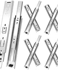 18 Inch Full Extension Drawer Slides 4 Pairs 8 Pieces Side Mount Cabinet Glides Silver 100 LB Capacity For Dresser Cabinet Kitchen Wardrobe