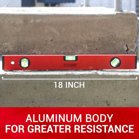 18 Inch Magnetic Level With 180 Degree 90 Degree And 45 Degree Bubbles Aluminum Body Shock Resistant Level Tool