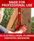 Person using 18 Inch Magnetic Level With 180 Degree 90 Degree And 45 Degree Bubbles Aluminum Body Shock Resistant Level Tool on wood