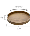 18 inch mango wood lazy susan serving tray, round rotating centerpiece with high wall, 2.85 inch height, smooth wood finish.