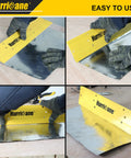 18 Inch Sheet Metal Folding Tool for HVAC bending metal with dual folding depths, yellow tool in action on steel sheet.