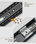 Close-up of Two Pairs 18 Inch Soft Close Drawer Slides Heavy Duty Cabinet Rails with ball bearing design, metal parts visible