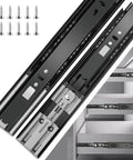 18 inch Drawer Slides 6 Pairs (12pcs) Soft Close 3 fold Full Extension Side Mount Cabinet Drawer Glides 18" Black