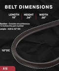 Diagram showing X3 Fabric Wrapped V Belt For Lawn Mower And Small Engine Equipment Bestorq Beefy Heavy Duty Wrapped Rubber V Belt dimensions