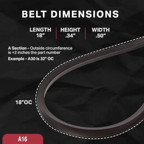 Diagram showing X3 Fabric Wrapped V Belt For Lawn Mower And Small Engine Equipment Bestorq Beefy Heavy Duty Wrapped Rubber V Belt dimensions