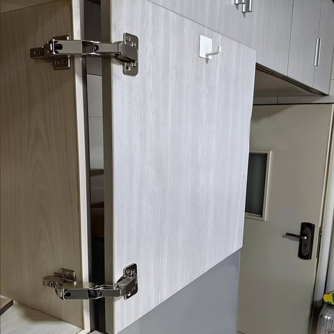 4pack 180 Degree Kitchens Cabinet Corner Cabinet Door Hinge installed on frameless cabinet, demonstrating hidden design and smooth operation.
