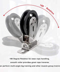 Gym Pulley Blocks,3.46in/90mm Wall Mount Fixed Pulley Wheel Rotation 180 Degree,for Gym Pulley System, shown with rotation feature
