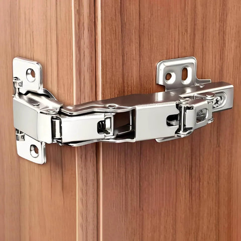 4pack 180 Degree Kitchens Cabinet Corner Cabinet Door Hinge installed on wooden cabinet, suitable for frameless cabinets.