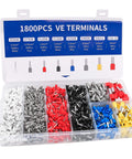 1800-Piece Tinned Copper Crimp Connectors Kit With Insulated Ferrules In AWG 22 To 8, DIY-Friendly in box with color codes