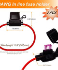 2 Pack Inline Fuse Holder With 18AWG Wire And 3A Maxi Fuse Waterproof For Car Audio Marine And Automotive Use Heavy Duty