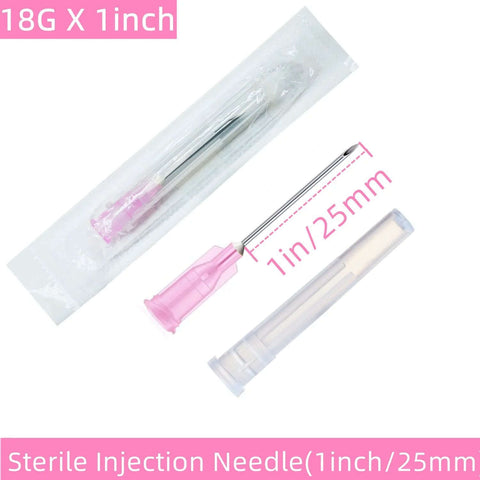 18 Gauge 1 Inch Sterile Disposable Injection Needles With Cap 100 Pack For Scientific Research And Industrial Dispensing