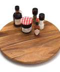 18 Inch Lazy Susan Kitchen Turntable In Acacia Wood For Spices And Condiments Rotating Storage Organizer For Cabinets Tables And Shelves