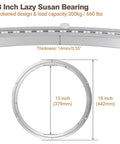Diagram of 18 Inch Aluminum Alloy Lazy Susan Bearing Rotating Turntable with dimensions and load capacity details