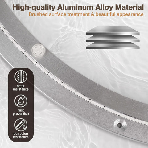 Close-up of an 18 inch aluminum alloy lazy Susan bearing rotating turntable with non slip quiet metal bearing swivel, heavy duty.