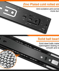 Close-up of zinc plated steel and solid ball bearings for 18 inch Drawer Slides 6 Pairs Soft Close 3 fold Full Extension Side Mount