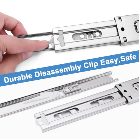 18 Inch Drawer Slides Set With Soft Close And Full Extension Ball Bearing Rails, durable disassembly clip, close-up view