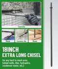 Extra Long 18 Inch Air Hammer Bit Set With 3/8 Inch Taper Punch And Spring 42CrMo Alloy Steel Point Tip for concrete chisel work