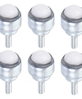 Pack of 6 ball transfer units with nylon ball and bolt fixing, each with 18mm ball for 360 degree rotation and 44 lb load capacity.