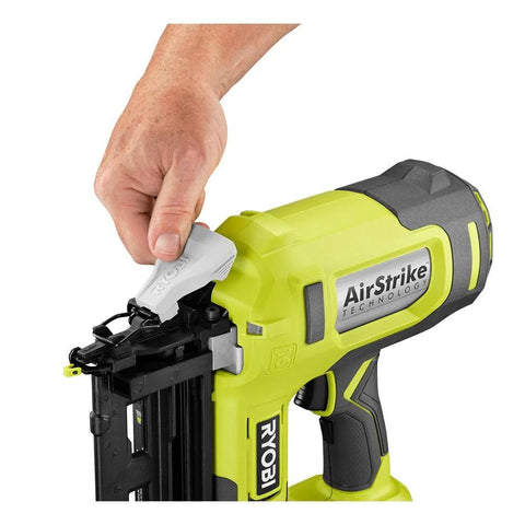 Close-up of 18V Cordless AirStrike 16 Gauge Finish Nailer Renewed Tool Only No Battery Or Charger Drives 16 Gauge Nails
