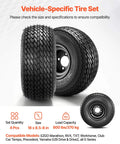 8 Inch Golf Cart Wheels and Tires Combo Set of 4 with 18x8.50-8 All Terrain Rubber Tires, Black Steel Rims, and 4 Lug