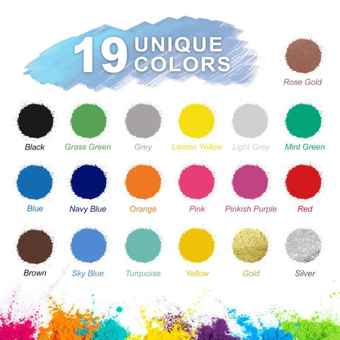 Powder coating paint color chart with 19 unique options including black for Powder Coating Paint For Metal Surfaces Black 4 Ounces Premium Quality.