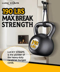 Kettlebell hanging by 8 Pack 12 Inch Heavy Duty Carabiner Bungee Cords With 190 Lbs Break Strength Upgraded Carabiner Hooks