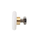 Side view of 19mm shower door roller wheel with brass and metal parts, Four Pcs 19mm Shower Door Rollers Replacement Runners Wheels For Universal Glass Sliding Doors Bathroom Shower Enclosure Durable High Quality Construction For Smooth Operation And Easy Installation