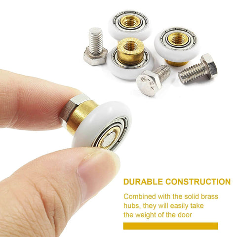 4PCS Shower Door Roller Runners 19mm Sliding Replacement Wheels for Bathroom Glass Doors with Smooth Quiet Pulley Design POM and Copper Rollers