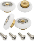 Set of 4 shower door wheels rollers with 19mm diameter and 5mm thickness, stainless steel screws, POM nylon runners