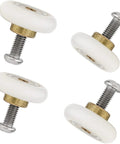 Set of 4 shower door wheels rollers with 19mm diameter and 5mm thickness, stainless steel screws, smooth rolling POM nylon runners