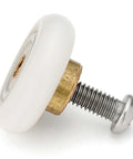 Close-up of a single 19mm shower door roller with screw, part of the 4PCS glass sliding door pulley replacement wheels, nylon POM design.