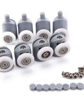 19mm Shower Door Rollers Set of 8 Single Replacement Runners with 4 Upper and 4 Bottom Wheels for Glass Sliding Shower Doors