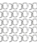 Stainless steel double wire spring hose clamps kit, 20 pieces, 19 mm inner diameter opens to 21 mm, laid out in grid pattern