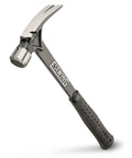 USA-made 19 oz rip claw framing hammer with milled face, shock reduction grip, magnetic nail starter, and forged steel construction.
