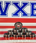 10-Pack Flanged Shielded Bearings 5x11x4 Miniature - Ball Bearing with a Flange stacked in front of VXB backdrop.