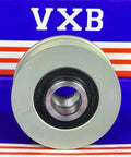 Front view of F240026 Auto Alternator Cluch Overrunning Pulley for KIA - Hyundai, silver finish with visible grooves and spline