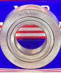 NUTR40PP Track Cylindrical 2-Row Roller Bearing 40x80x32mm front view with engraved label on blue and red background