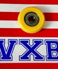 8x36x10mm Plastic Covered Bearing - Tire with yellow plastic tire and steel core on colorful background