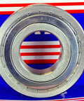 Front view of S6308ZZ Food Grade Stainless Steel Ball Bearing with 40mm inner diameter on striped background.