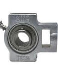 Single MUCT203NP 17mm Stainless Steel Set Screw Take-Up Bearing Unit, Nickel-Plated Cast Iron Housing, front view
