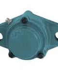 35mm Wide Set-Screw Ball Insert Bearing, 2-Bolt Cast Iron Flange, Closed Cover, Wide Inner Ring UC207 Style, M14 Bolt Size, front view