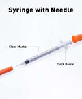 Individually Wrapped 1cc Syringes With 31G Needles 8mm Sterile Pack Of 20 Medical Grade For Precise Dosing, clear markings, syringe with caps