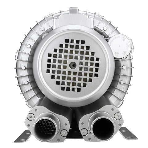 Front view of 1HP Regenerative Blower With 85 CFM Air Flow At 110V Single Phase High Pressure Vortex Ring Pump For Industrial Air Movement Blowing Or Suction Ideal For Sewage Aeration Aquarium Pond And Fish Tank Applications