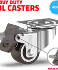 1 Inch Small Caster Wheels With 4 Brakes And Screws, 90 Lb Load Capacity, Low Profile Silent Castors For Cart And Furniture
