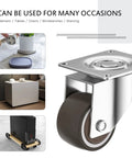Low Profile 1 Inch Caster Wheels Set Of 4 For Small Furniture No Noise Premium Rubber Casters With 360 Degree Top Plate