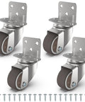 One Inch Small L Shaped Plate Casters Swivel Furniture Wheels Silent TPR Wear Resistant With Steel Bracket, 4 pack with screws